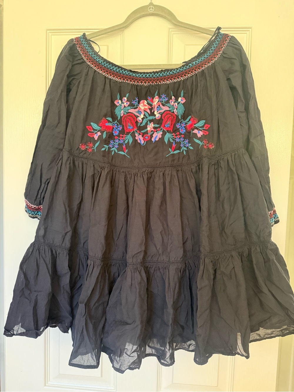 Free People Sunbeams Embroidered Babydoll Mini dress